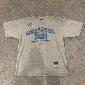 Vintage Y2K 2004 Reebok NFL Carolina Panthers Superbowl XXXVIII T Shirt Adult Lg